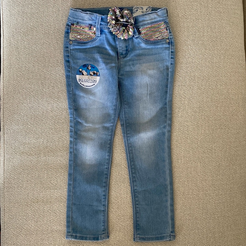 SQZ Sequin Embellished Light Wash Skinny Jeans